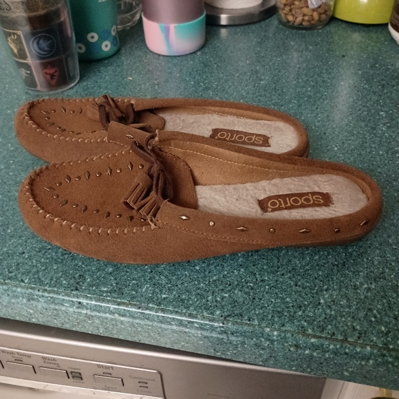Sporto Brown Genuine Suede mule slide sz 8 - Picture 3 of 5